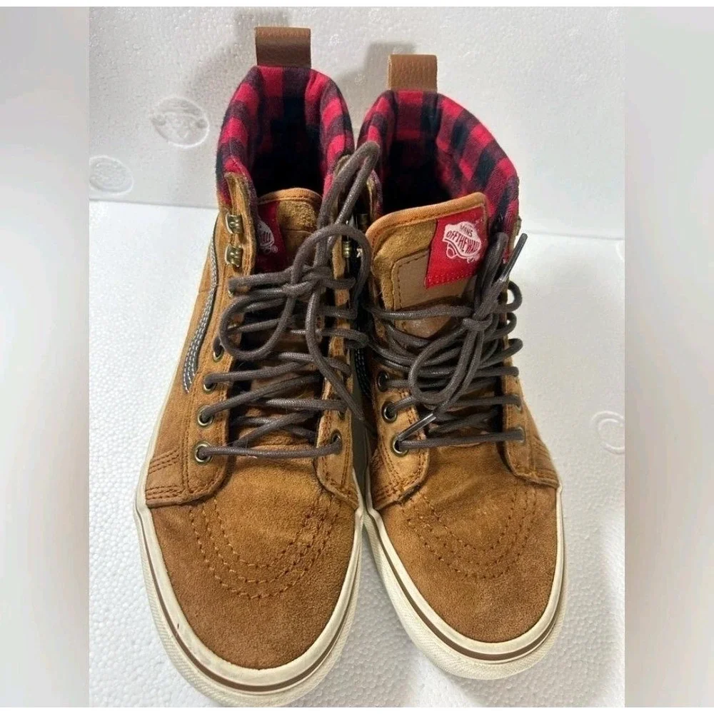 Vans Sk8-Hi MTE Brown Suede Plaid Lining Scotchgard Sneakers Men 6.5 Women 8